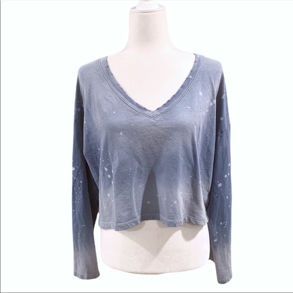 Joe's Jeans Blue Cropped Bell Sleeve Sweatshirt - Picture 2 of 7